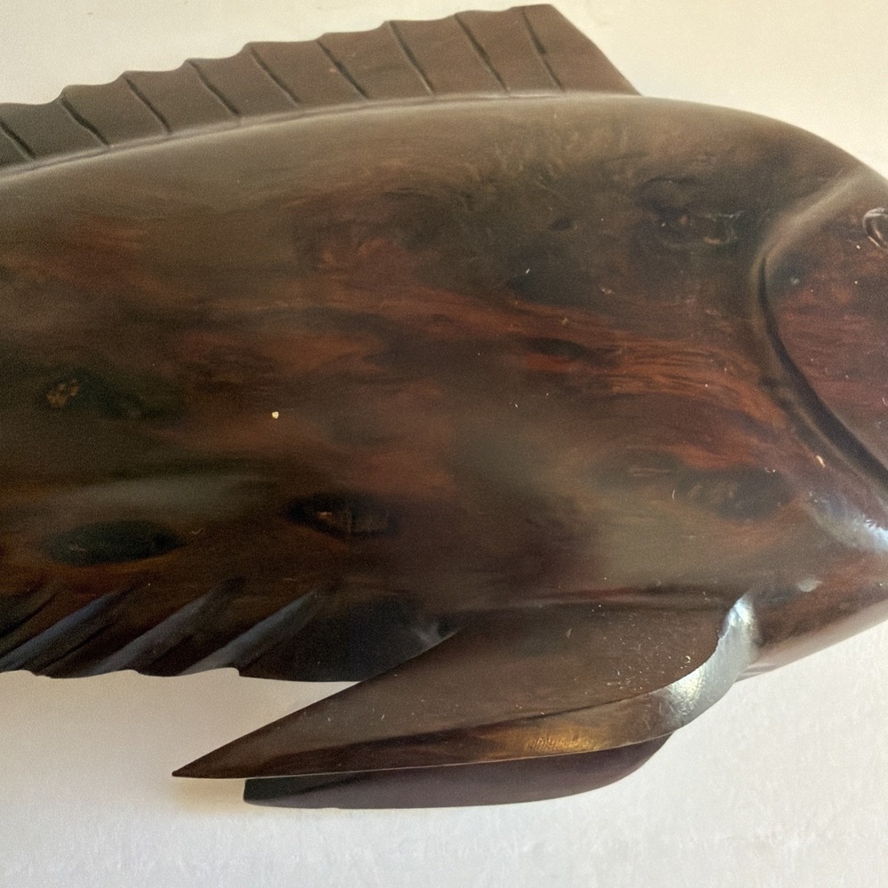 Vintage Hand-Carved Ironwood Fish (Mid-Century) Wood Table Home Decor - Picture 7 of 9